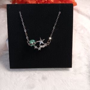 Plant Star Pendant Necklace Light Blue